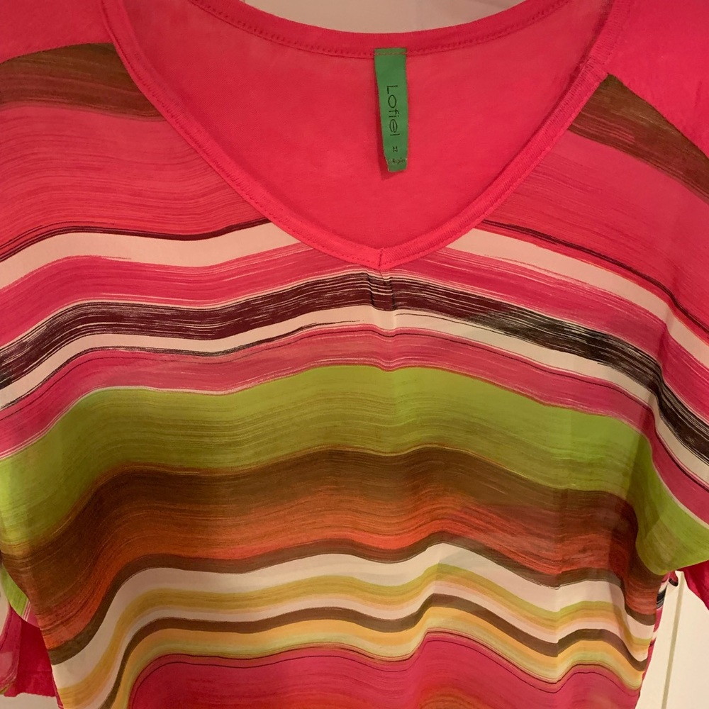 Lofiel bright multi color top. Size M